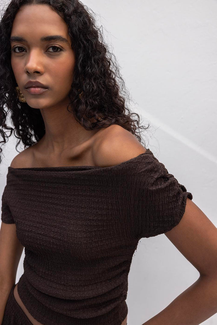 BSL Women Textured Carmen Collar Blouse - Dzhankoi