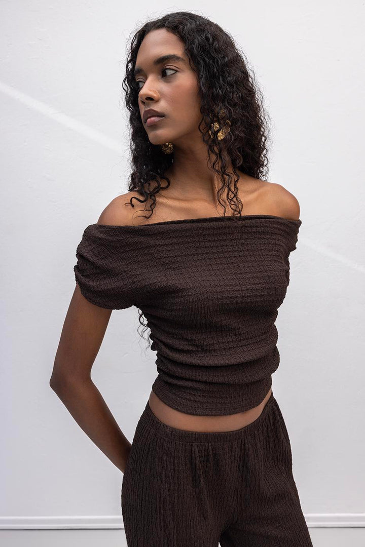 BSL Women Textured Carmen Collar Blouse - Dzhankoi