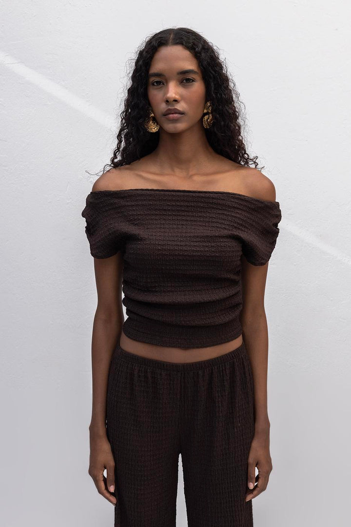 BSL Women Textured Carmen Collar Blouse - Dzhankoi