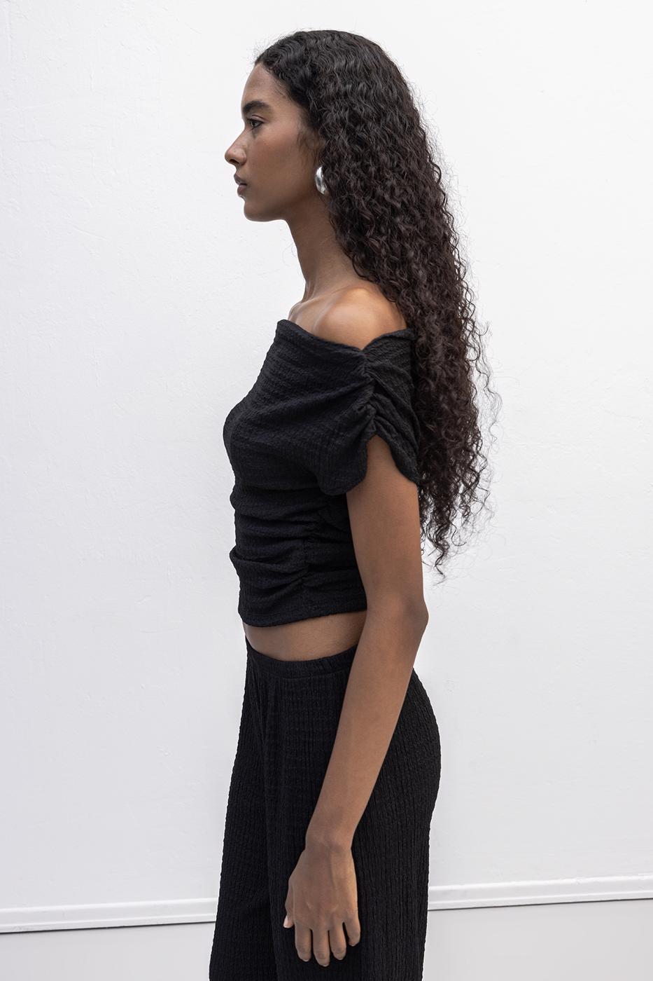 BSL Women Textured Carmen Collar Blouse - Wavre