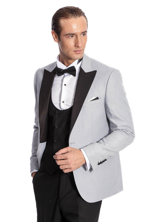 WSS Dot Patterned Grey Vested Tuxedo  - Rueil-Malmaison