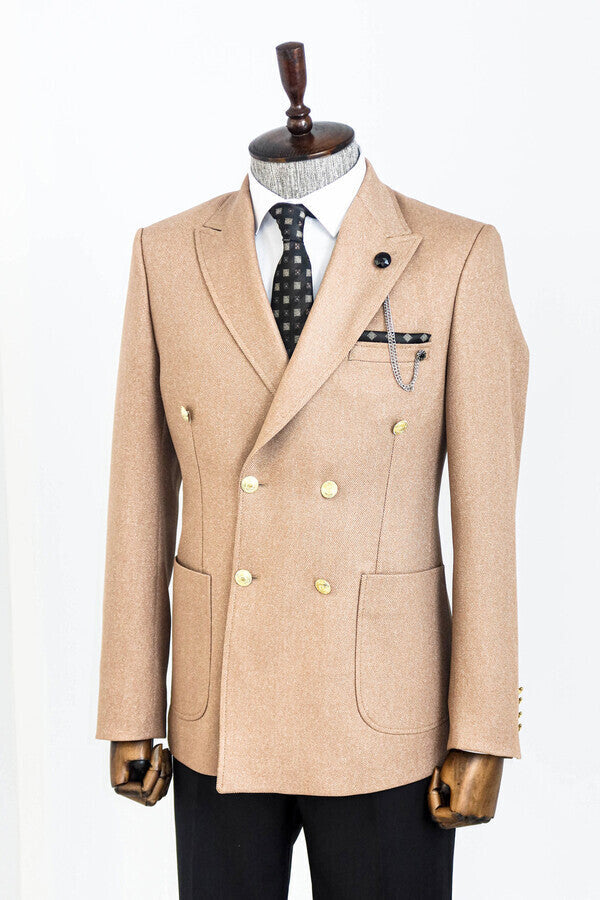 WSS Double Breasted Slim Fit Cream Men Blazer  - Accrington