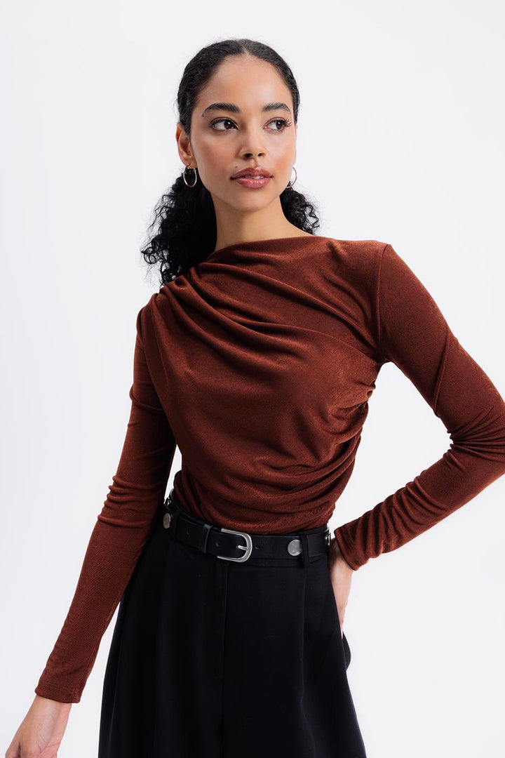 BSL Women Draped Boat Neck Blouse - Ciudad de Huajuapam de León