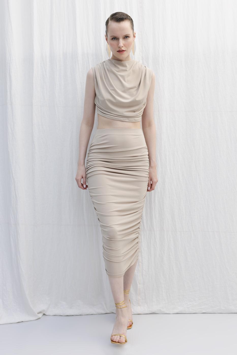 BSL Women Draped Midi Pencil Skirt - Enterprise