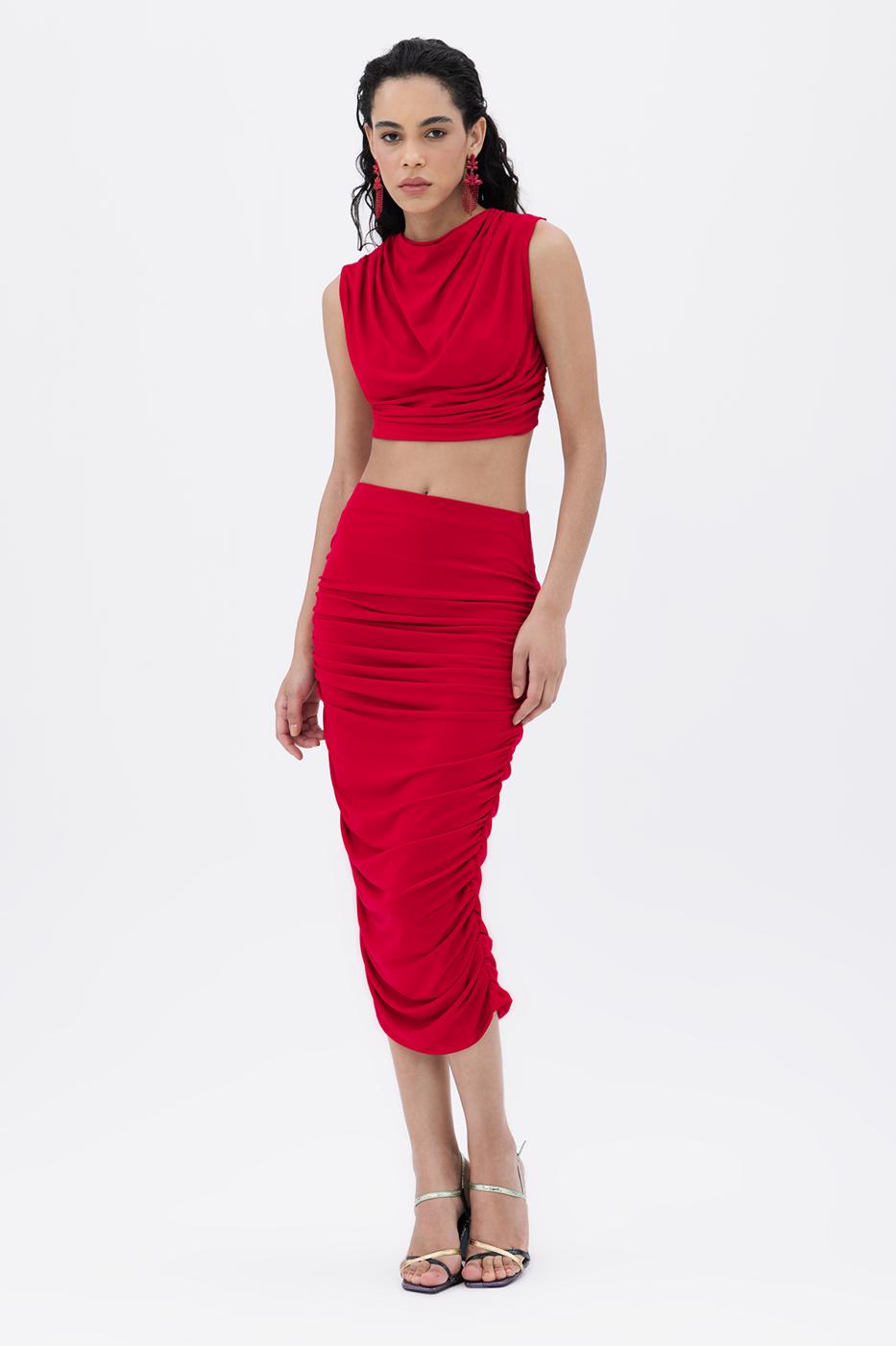BSL Women Draped Midi Pencil Skirt - Leavenworth