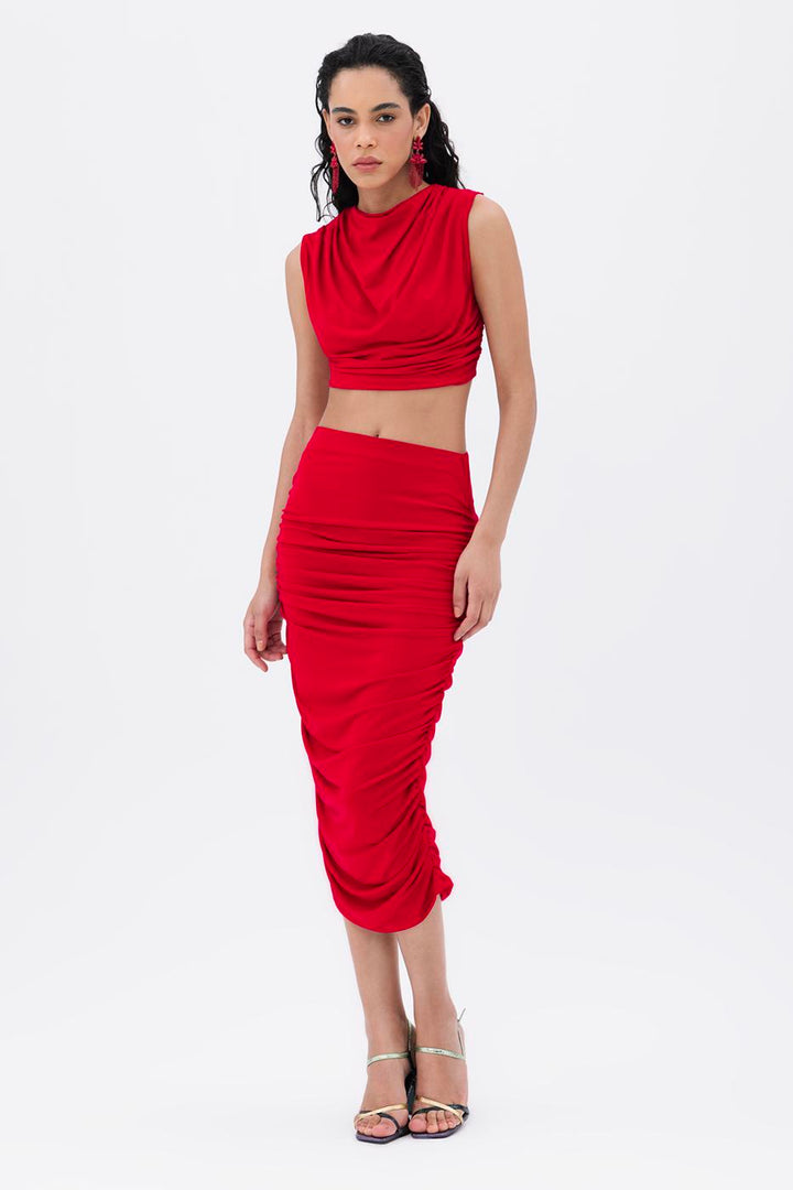 BSL Women Draped Midi Pencil Skirt - Leavenworth