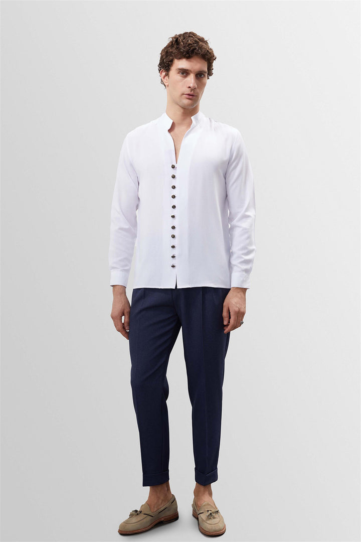 ANT Button Detailed Stand Up Collar Men's Shirt - Marhanets