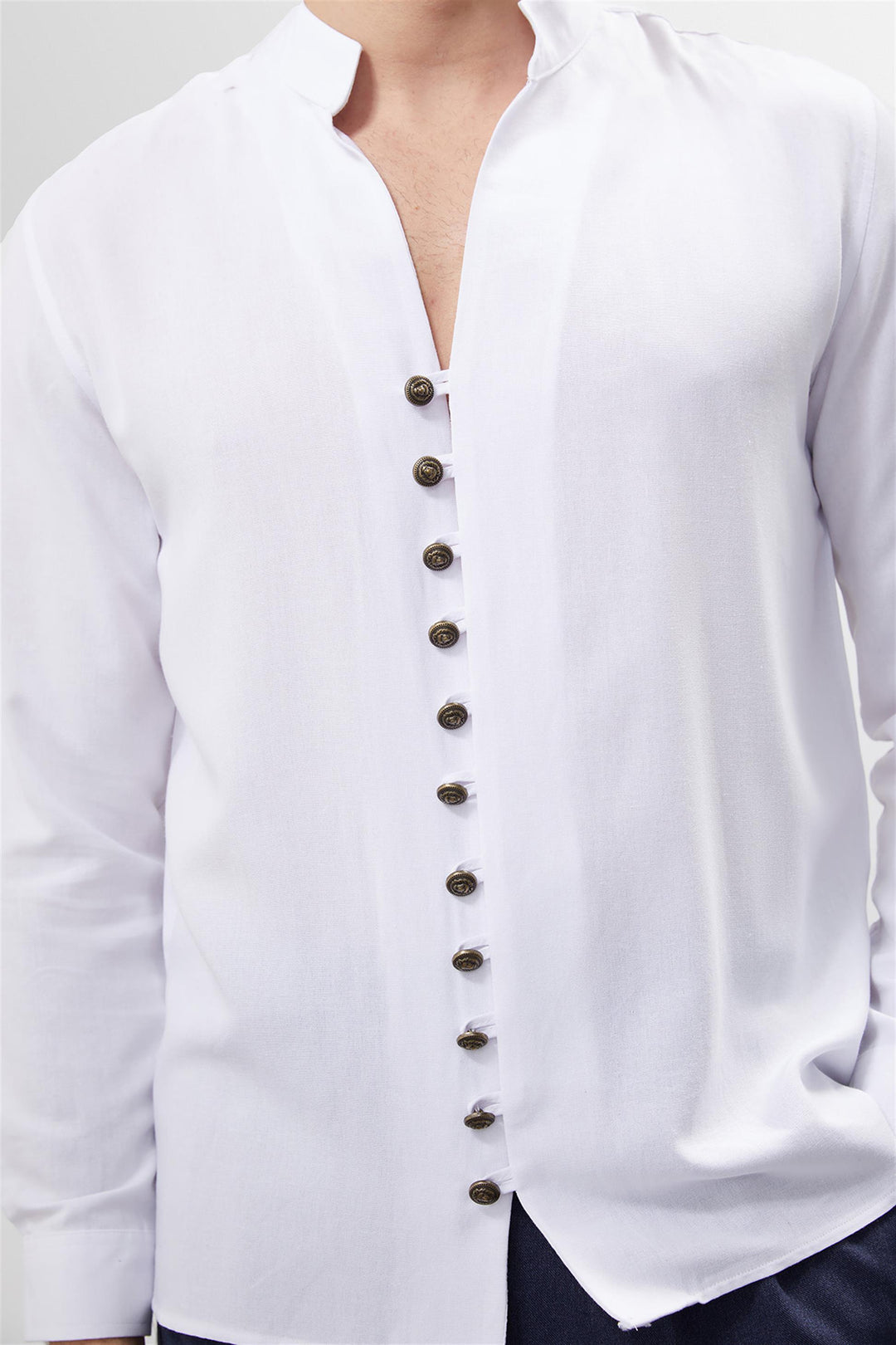 ANT Button Detailed Stand Up Collar Men's Shirt - Marhanets