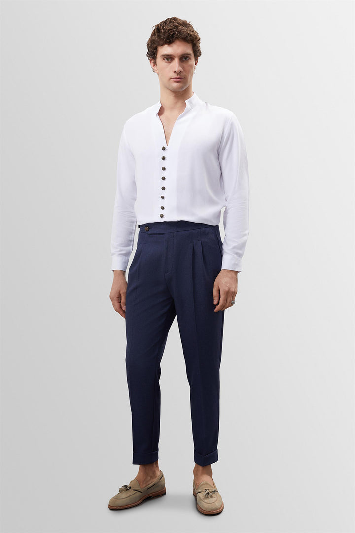 ANT Button Detailed Stand Up Collar Men's Shirt - Marhanets