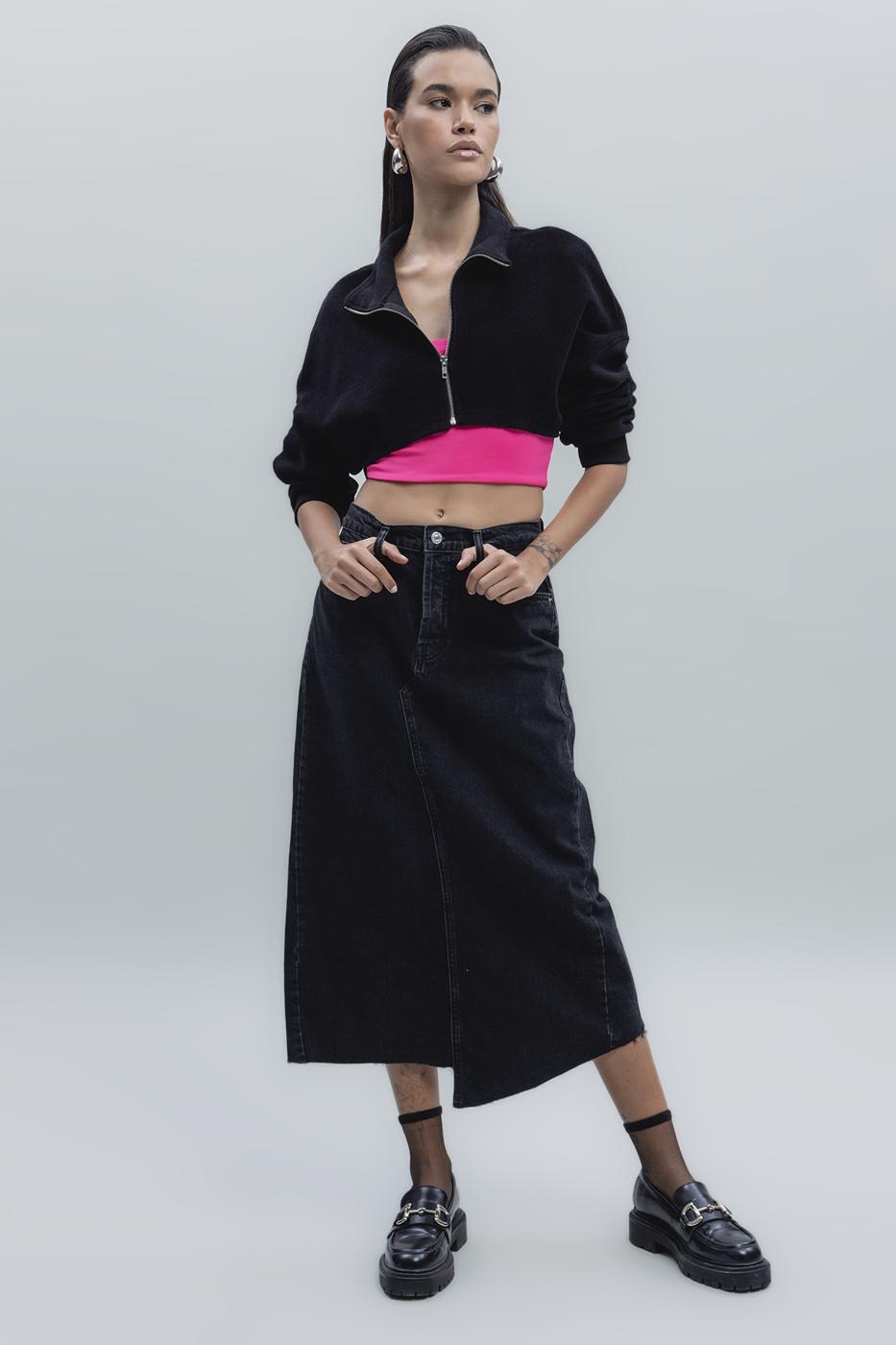 BSL Women Low Waist Midi Denim Skirt - Tulcea
