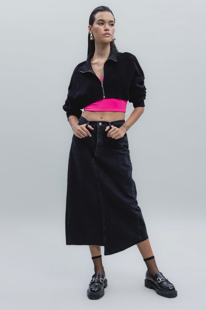 BSL Women Low Waist Midi Denim Skirt - Tulcea