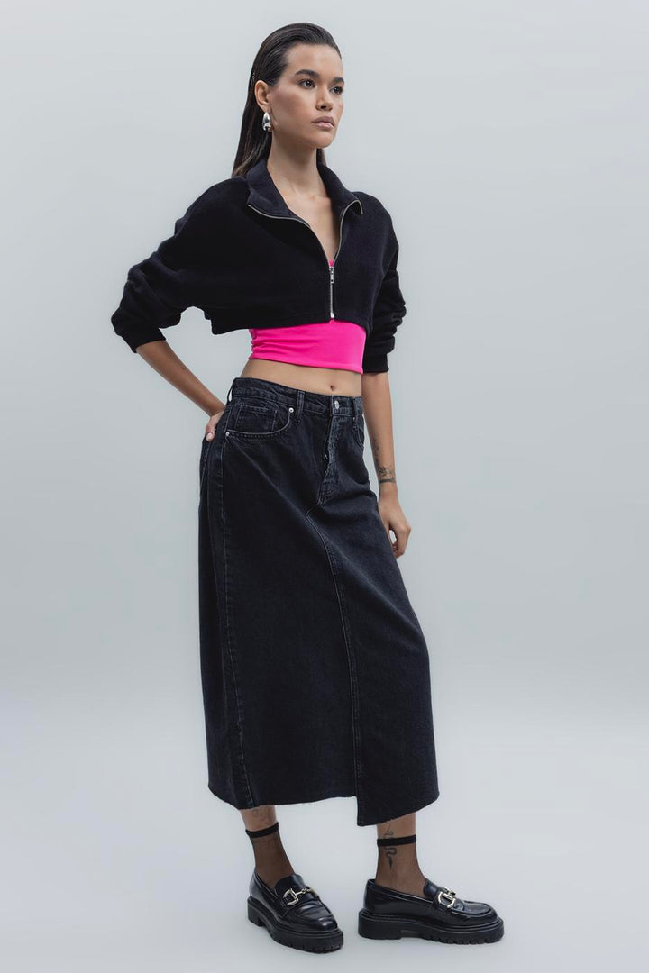 BSL Women Low Waist Midi Denim Skirt - Tulcea