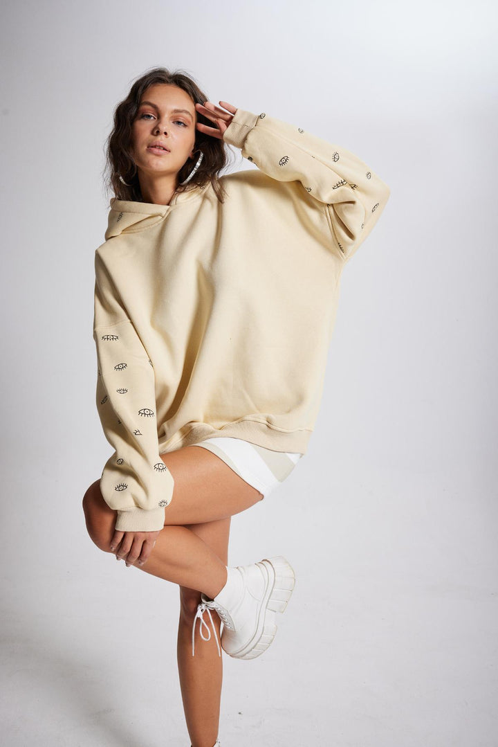 HLLY Women Eye Sweatshirt Beige - El Plan