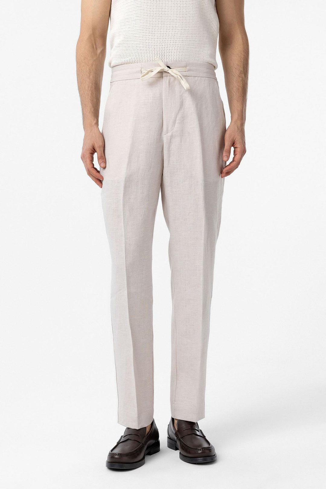 ANT Antioch Ecru 100% Linen High Waist Men's Pants - Wesseling