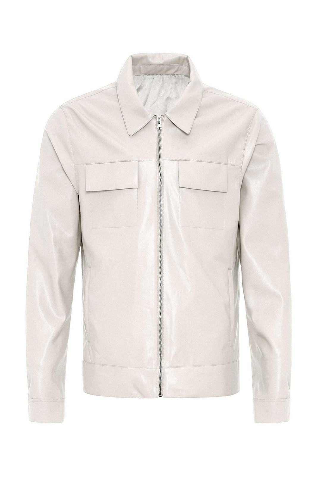 ANT Antioch Ecru Pocket Detailed Men's Leather Jacket - Città di Castello