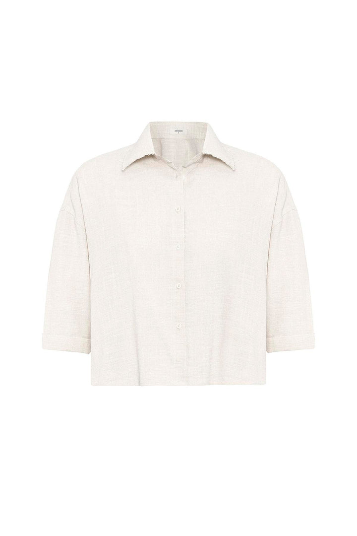ANT Antioch Ecru Crop Textured Women's Shirt - Zihuatanejo