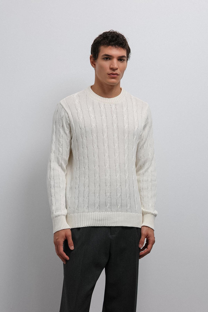 ANT Antioch Ecru Textured Knit Men's Sweater - Valence