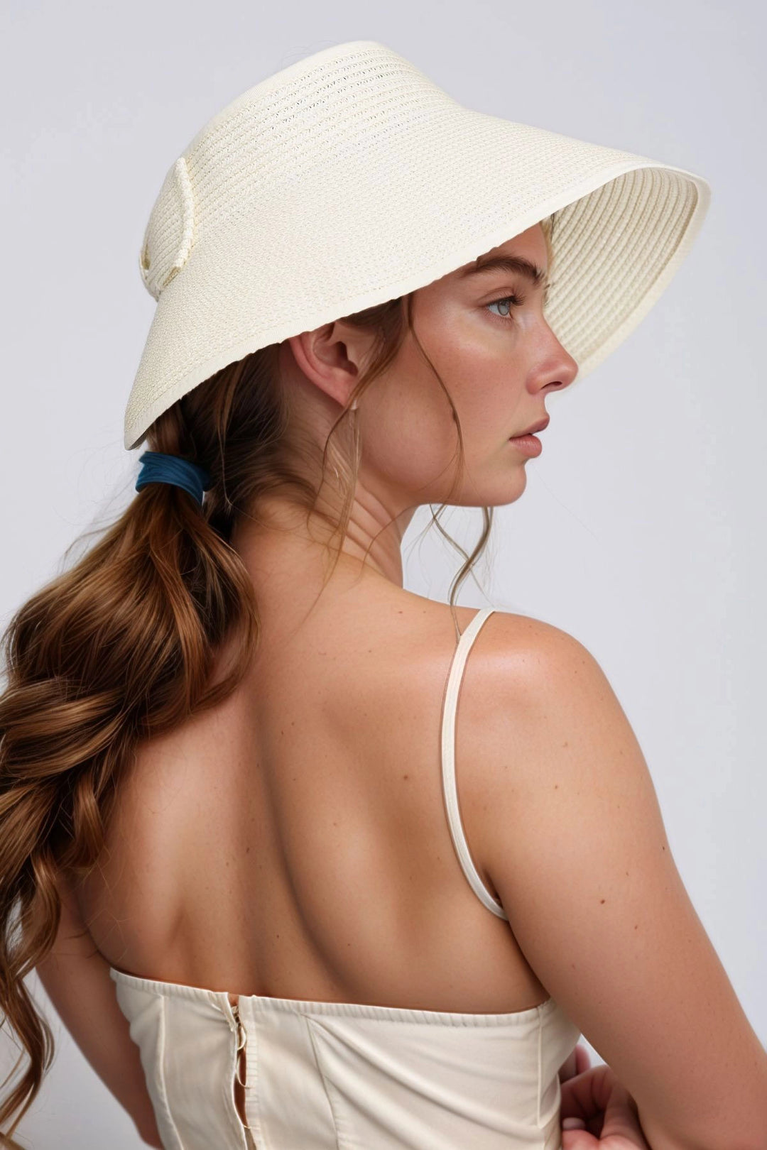 Ecru Bow Wide Open Mesh Visor Hat BCNSV-2514624 - Laval