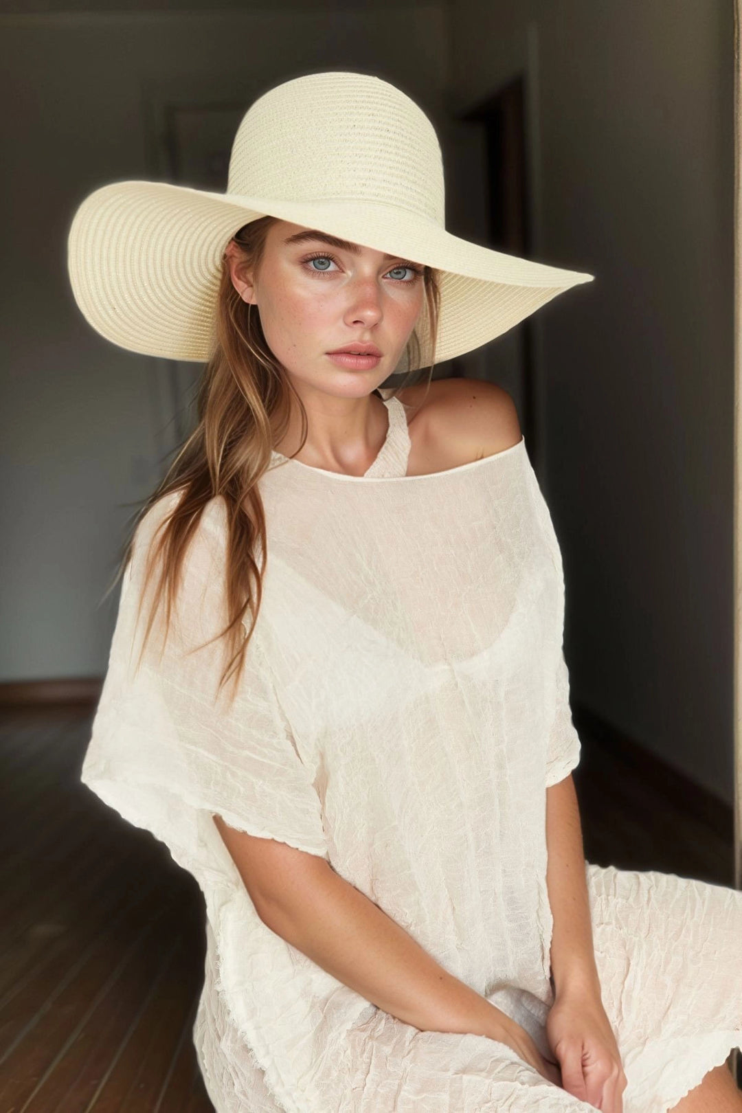 Ecru Wide Straw Hat BCNSV-2514232 - Utrecht