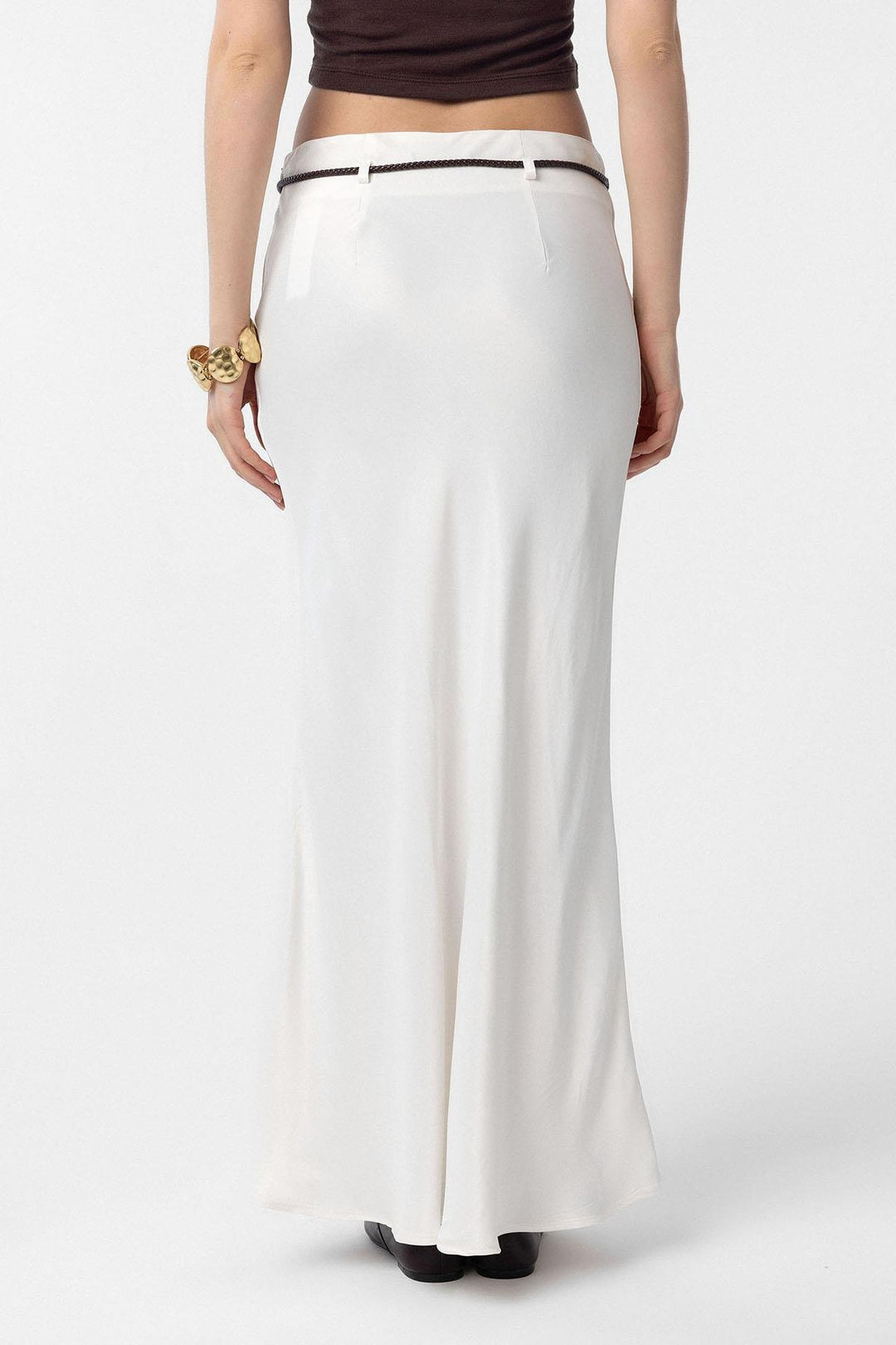 ANT Antioch Ecru Belted Satin Long Women's Skirt - Córdoba