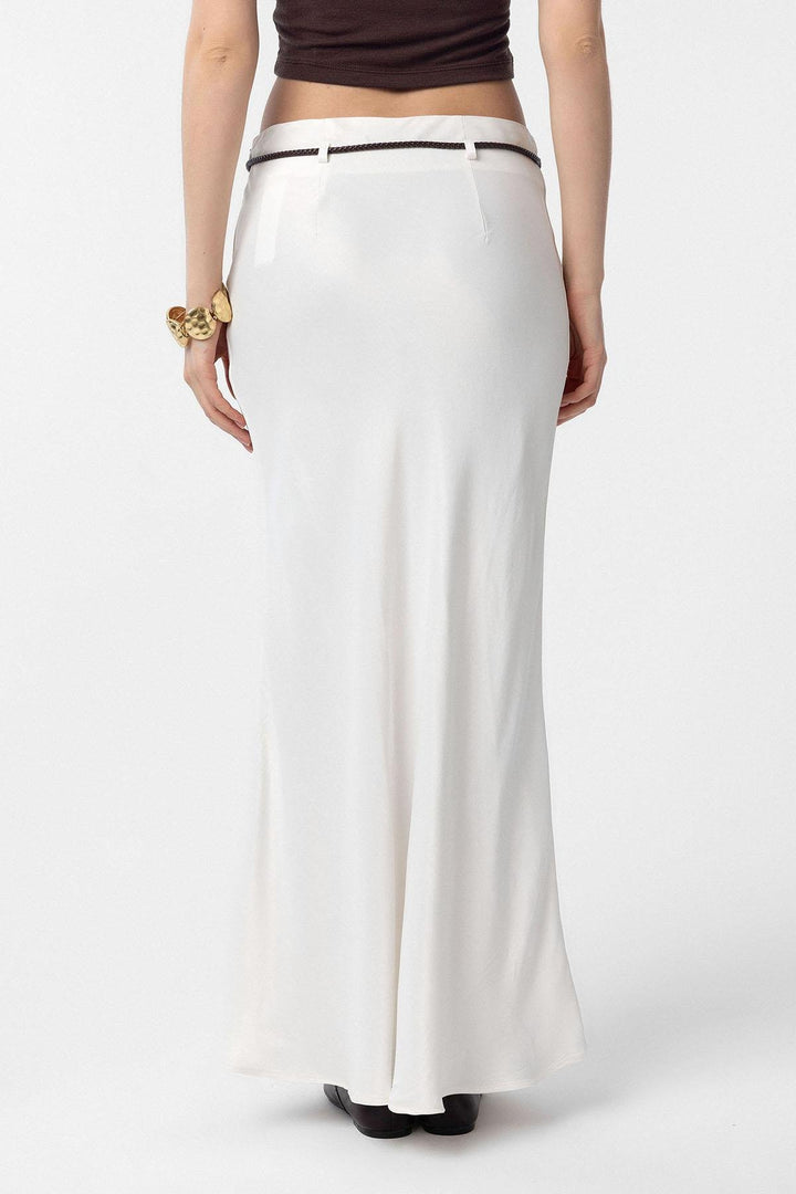 ANT Antioch Ecru Belted Satin Long Women's Skirt - Córdoba