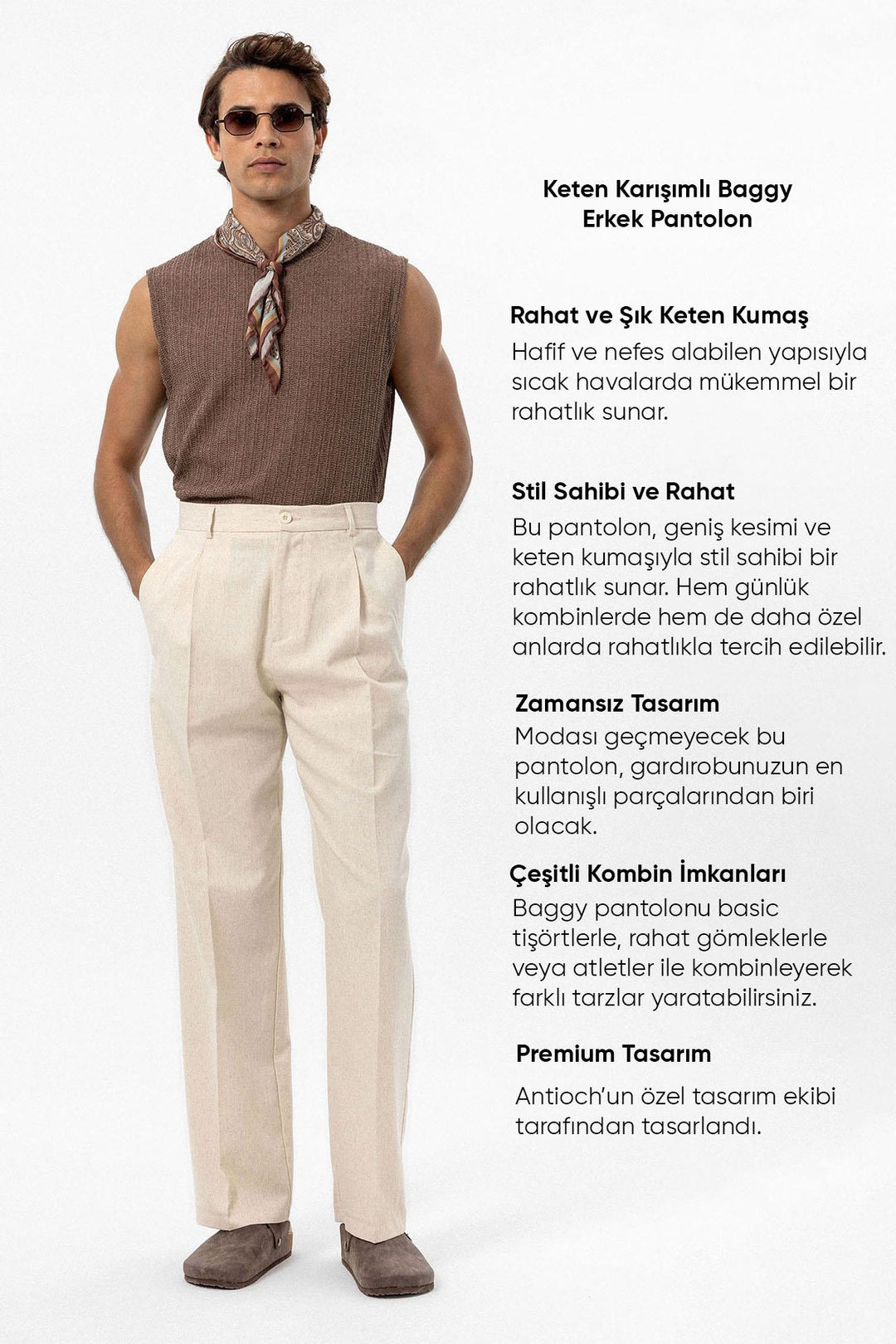 ANT Men's Linen Blend Baggy Pants - Rimouski