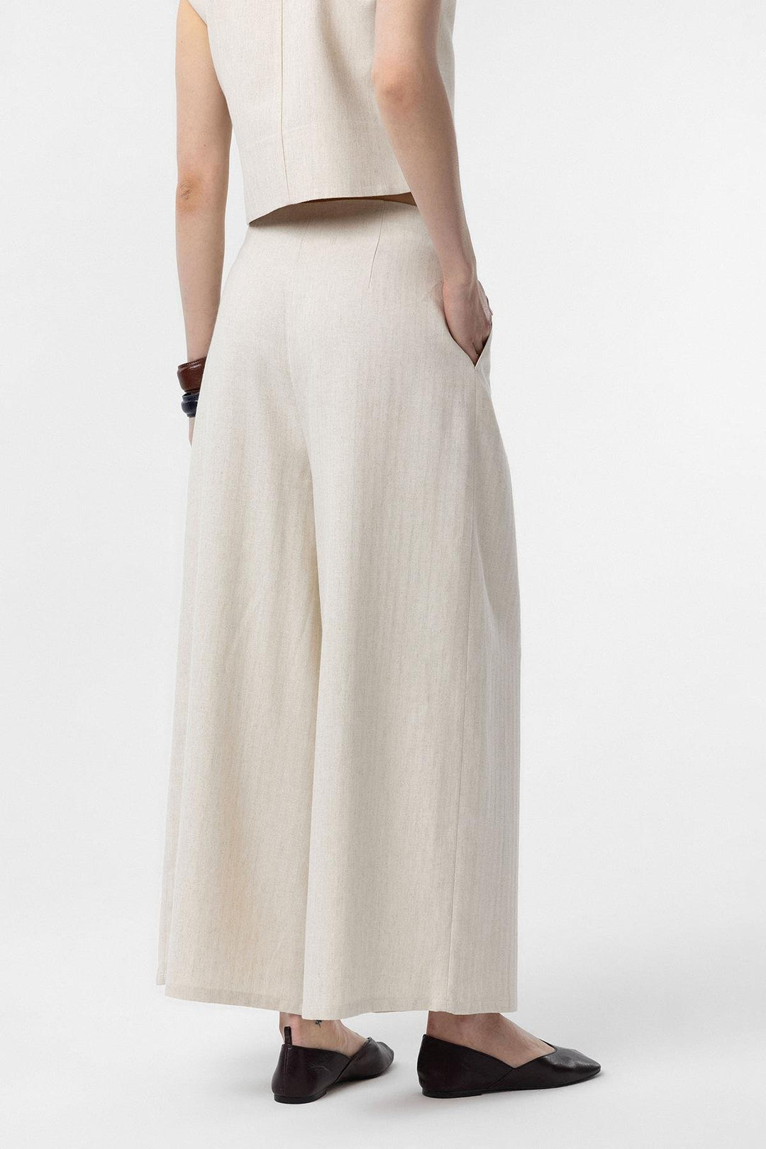 ANT Antioch Ecru Linen Blend Women's Culotte Pants - Madera