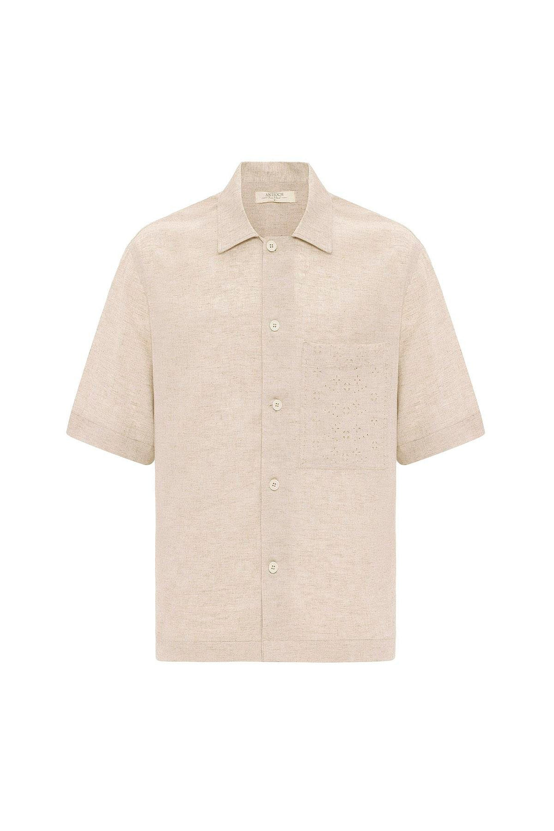 ANT Antioch Ecru Linen Blend Short Sleeve Men's Shirt - Linares