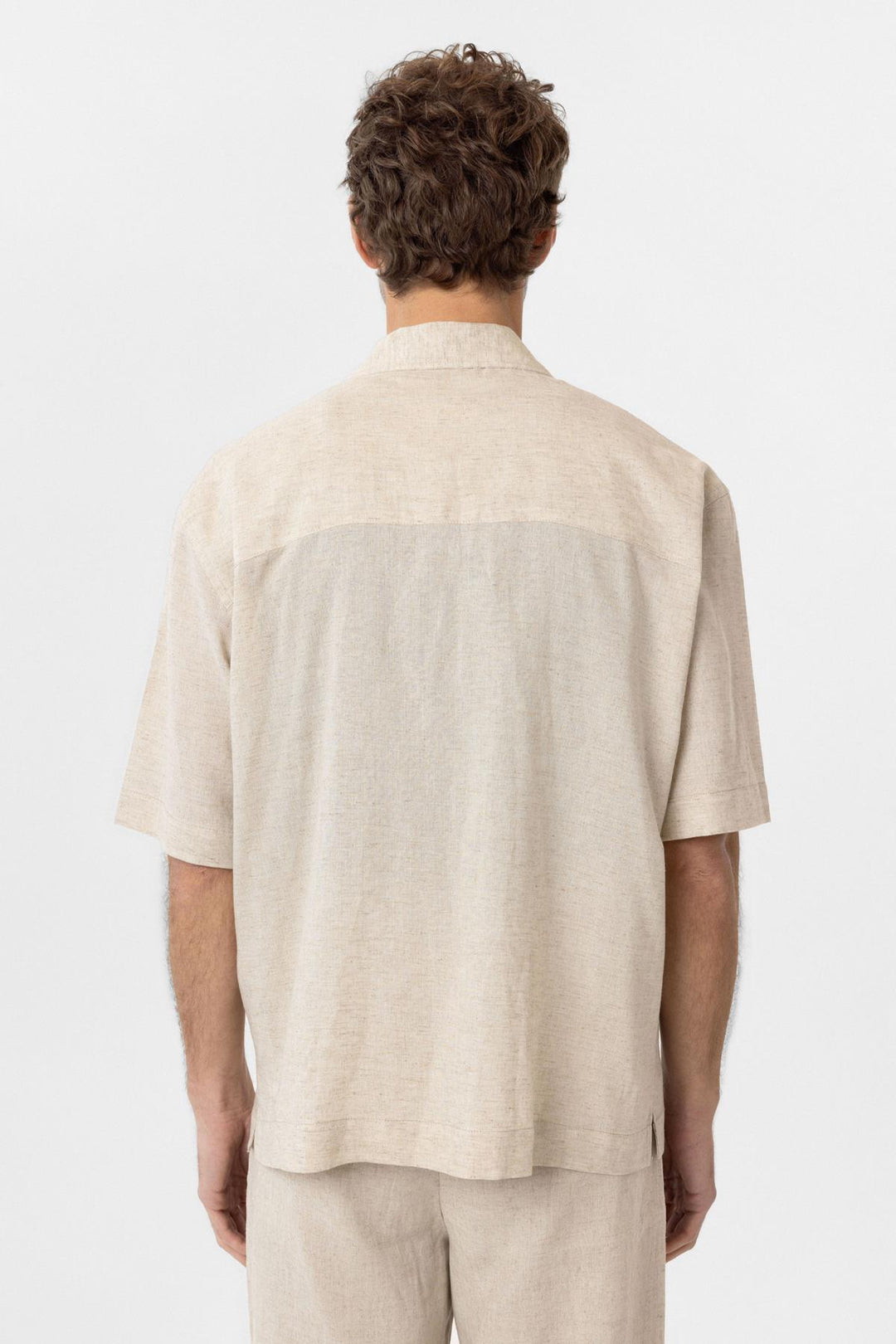 ANT Antioch Ecru Linen Blend Short Sleeve Men's Shirt - Linares