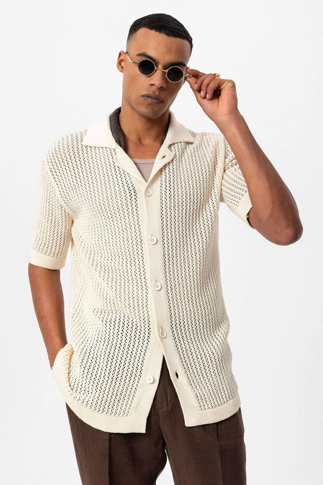 ANT Short Sleeve Openwork Men's Shirt - Rosenberg