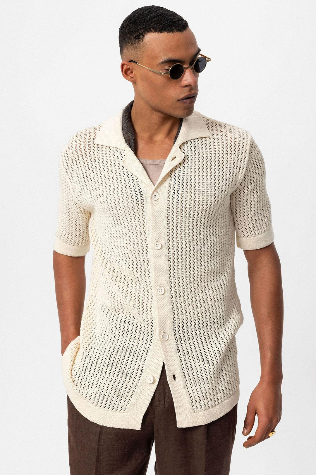 ANT Short Sleeve Openwork Men's Shirt - Rosenberg