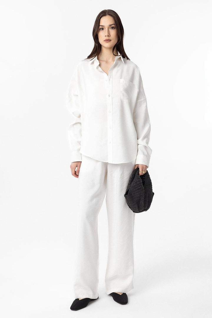 ANT Antioch Ecru Modal Women's Shirt Pants Suit - Altoona
