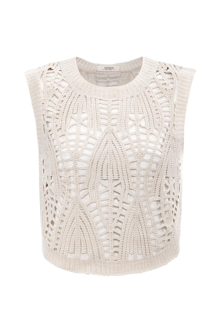 ANT Antioch Ecru Knitted Detailed Women's Vest - Aventura