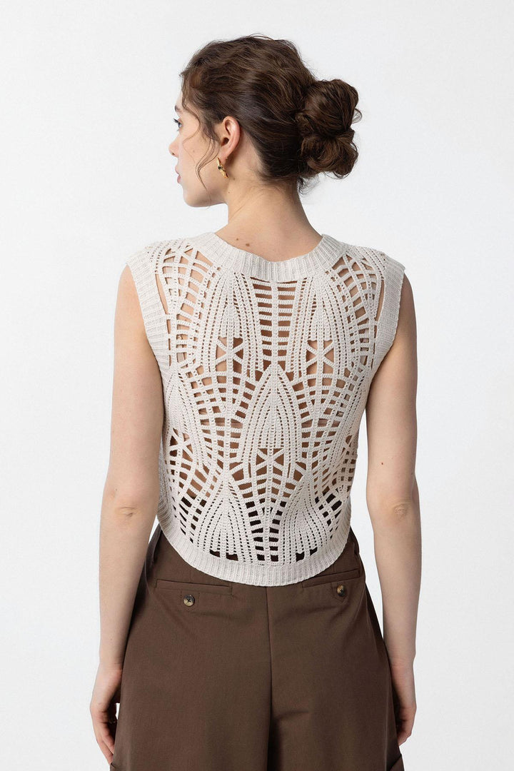 ANT Antioch Ecru Knitted Detailed Women's Vest - Aventura
