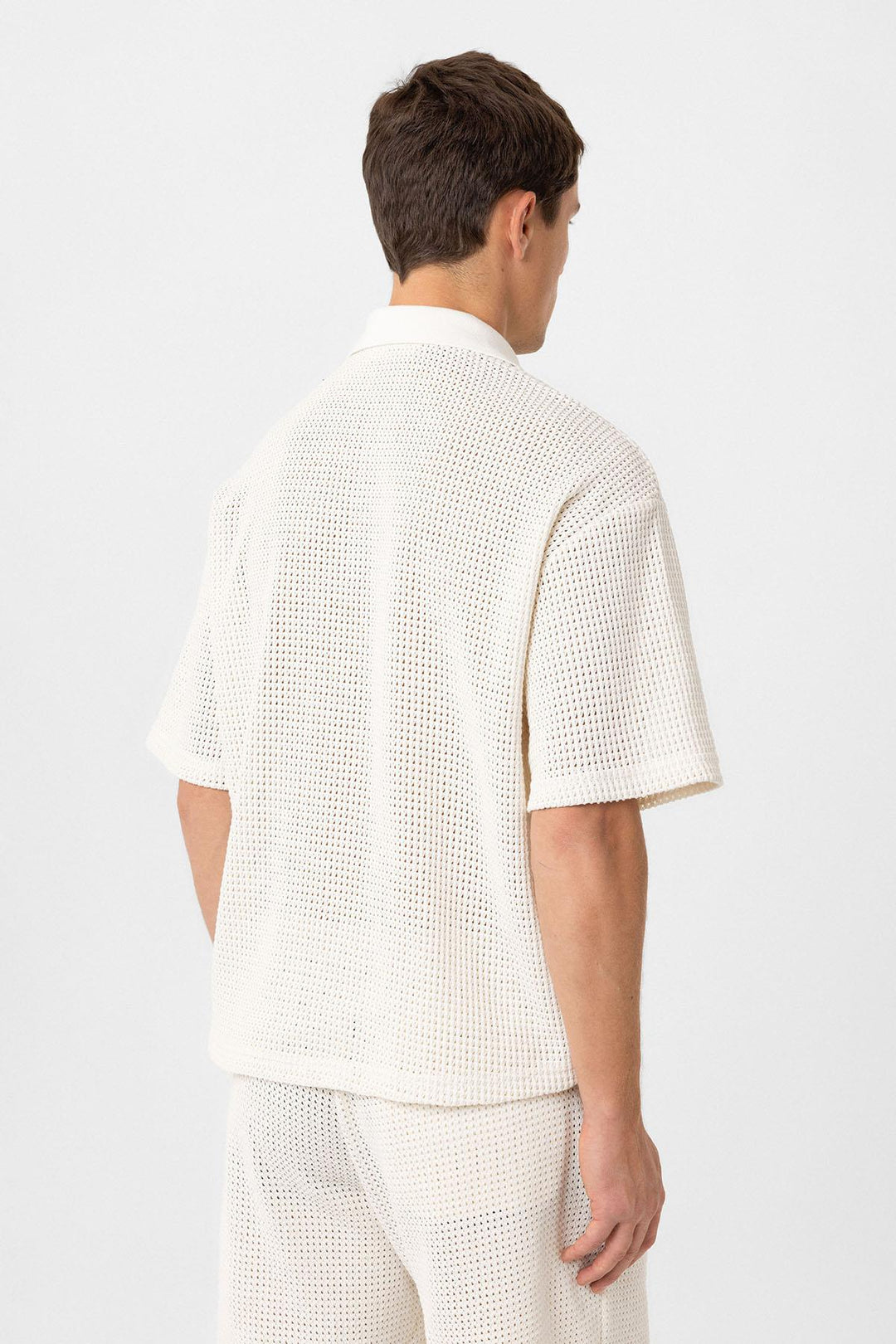 ANT Antioch Ecru Polo Neck Textured Relaxed Fit Men's T-Shirt - Cerignola