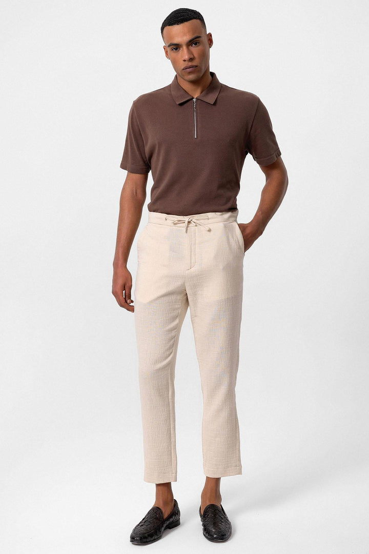 ANT Regular Fit Men's Trousers with Drawstring Waist - Acerra