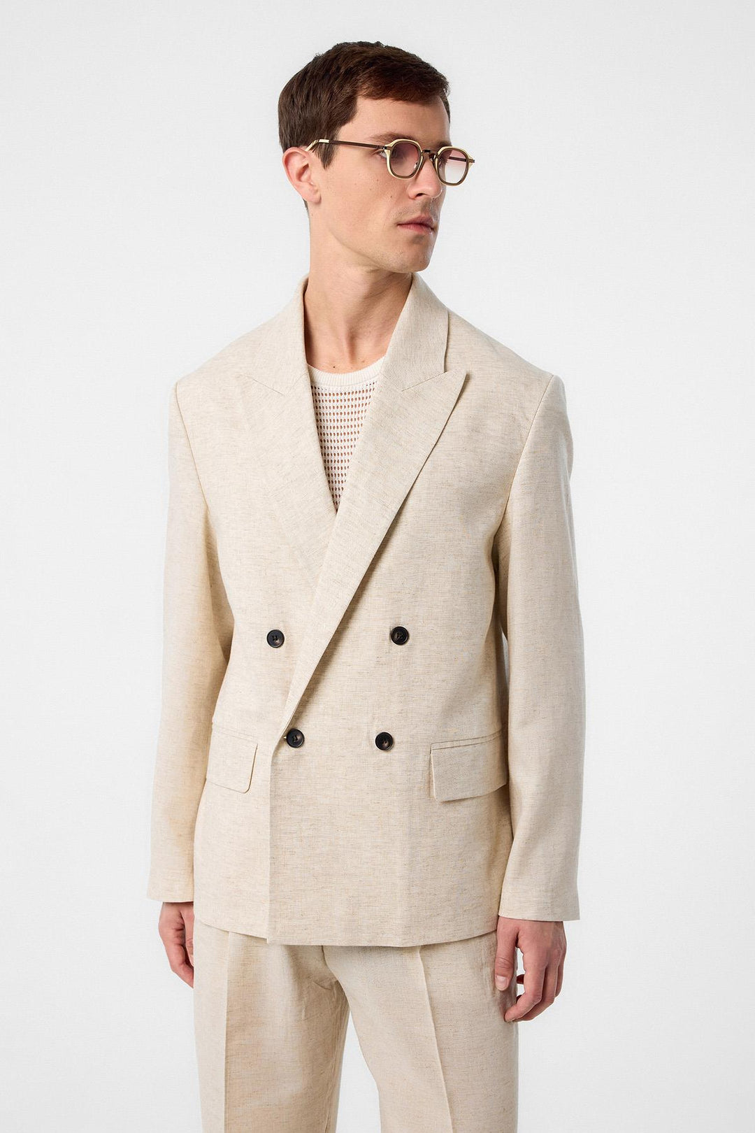 ANT Antioch Ecru Relax Fit Linen Blend Men's Blazer Jacket - Seraing