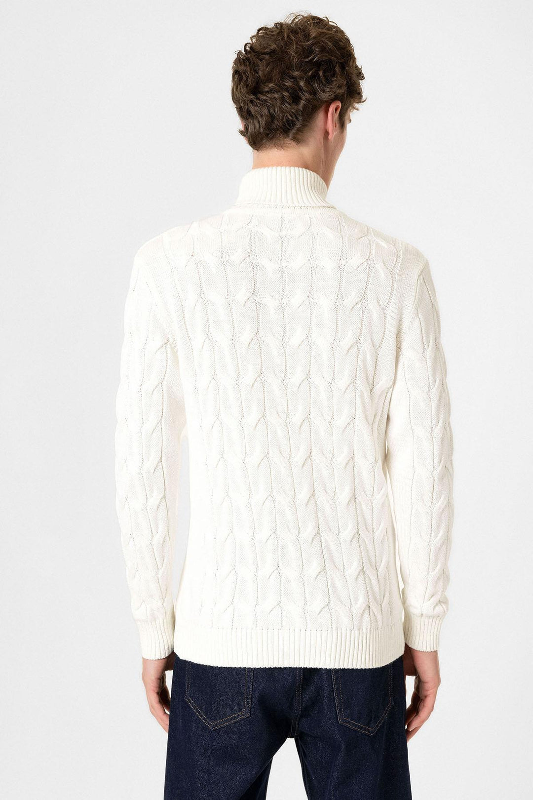 ANT Antioch Ecru Hair Braided Men's Sweater - Acambay