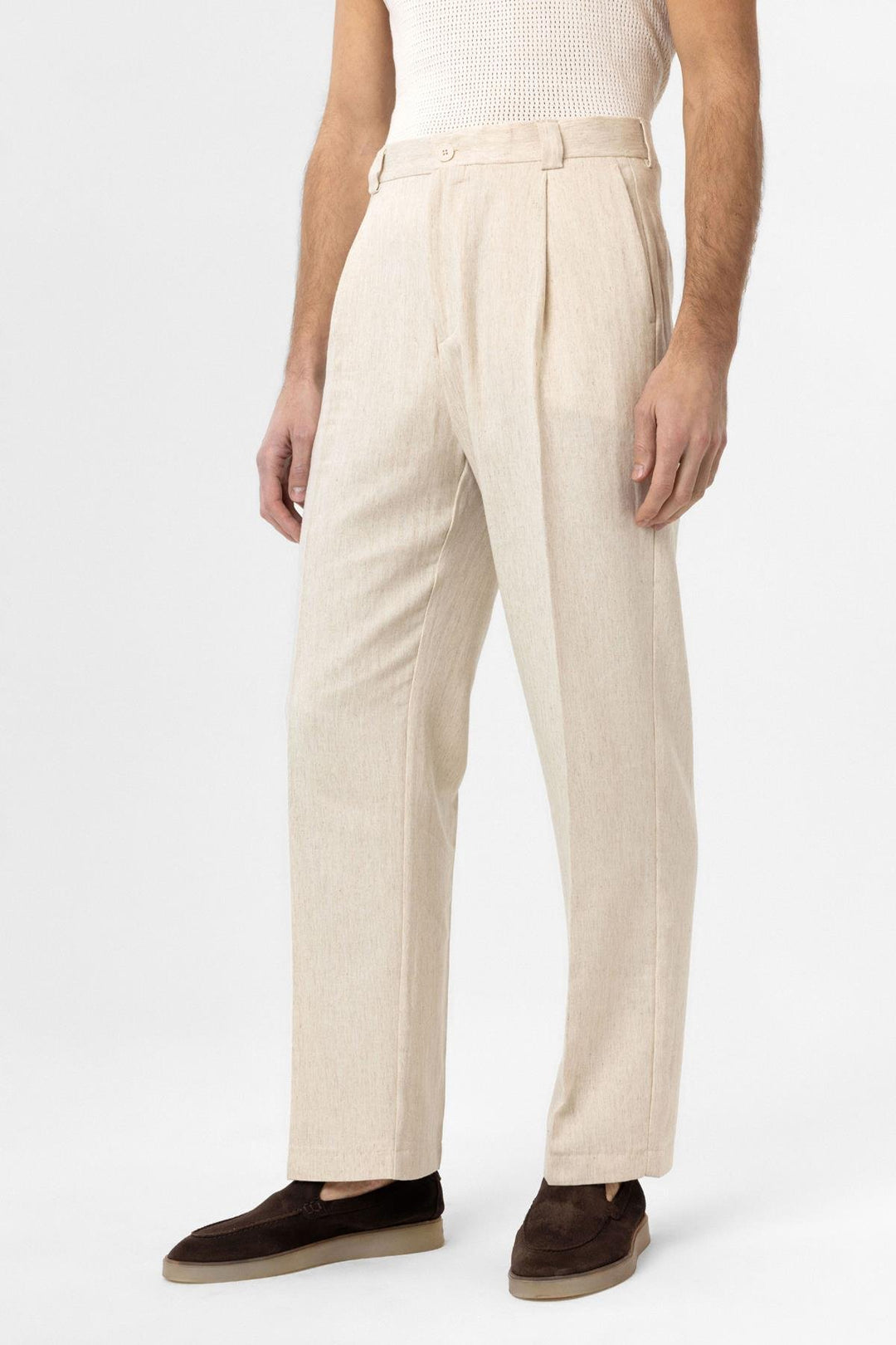 ANT Antioch Ecru High Waist Linen Blend Men's Pants - Pennsauken