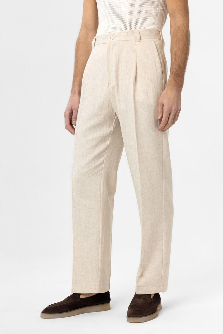 ANT Antioch Ecru High Waist Linen Blend Men's Pants - Pennsauken