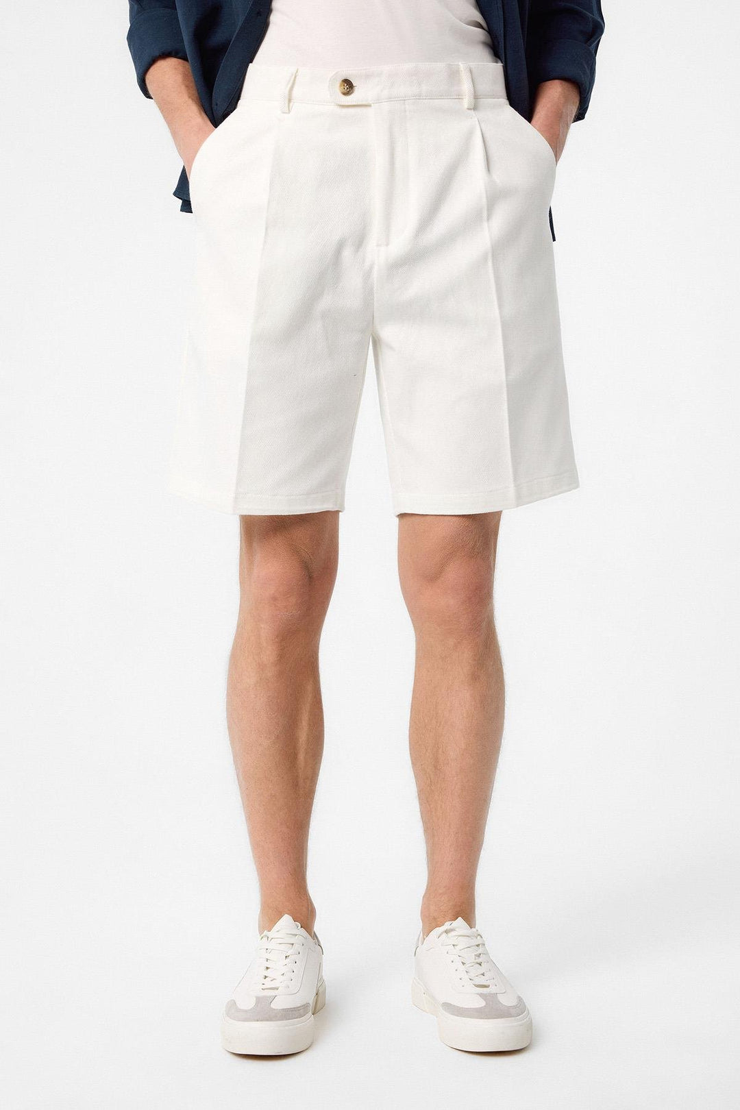 ANT Antioch Ecru High Waist Pleated Men's Shorts - Antioch