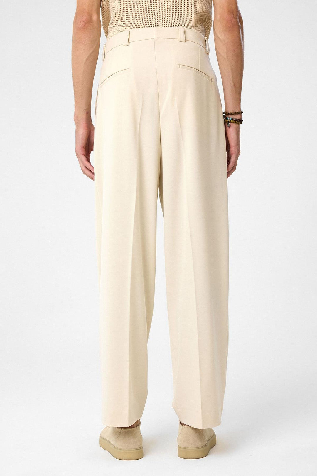 ANT Antioch Ecru High Rise Relax Fit Pleated Men's Pants - Diamond Bar