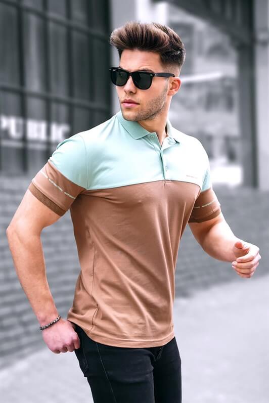 MDX Men's Basic Brown Polo Neck T-shirt - Slutsk