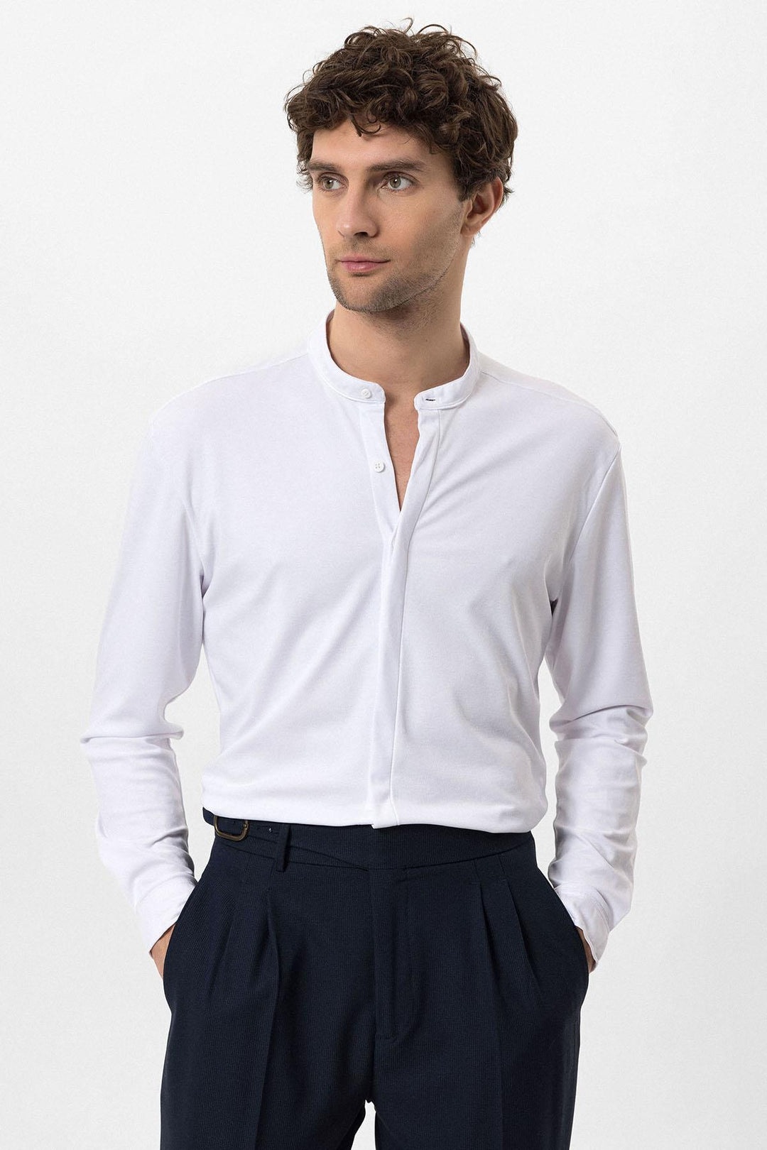 ANT Men's Classic Collar Hidden Button Long Sleeve Slim Fit Shirt - St. Joseph