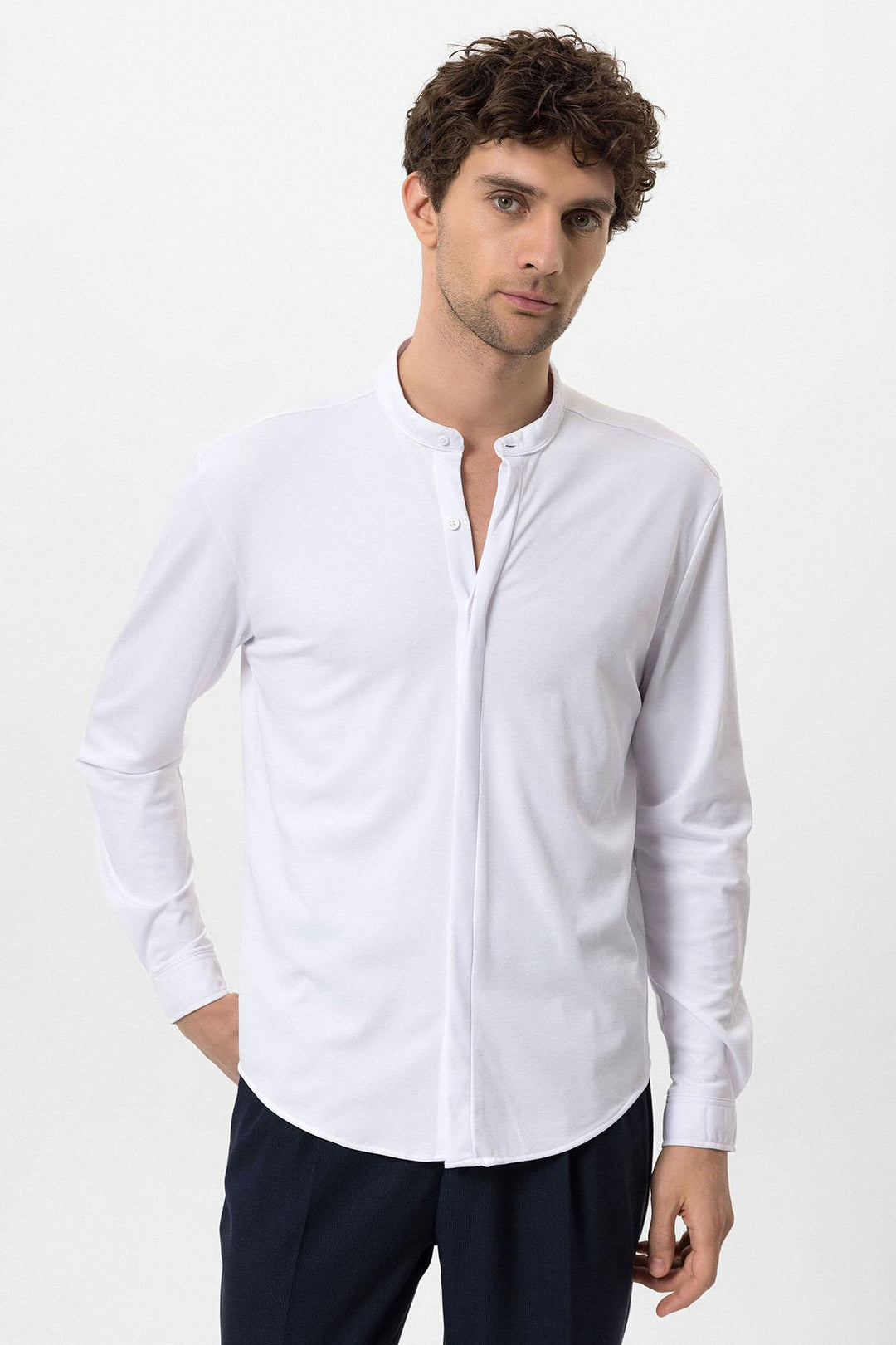 ANT Men's Classic Collar Hidden Button Long Sleeve Slim Fit Shirt - St. Joseph