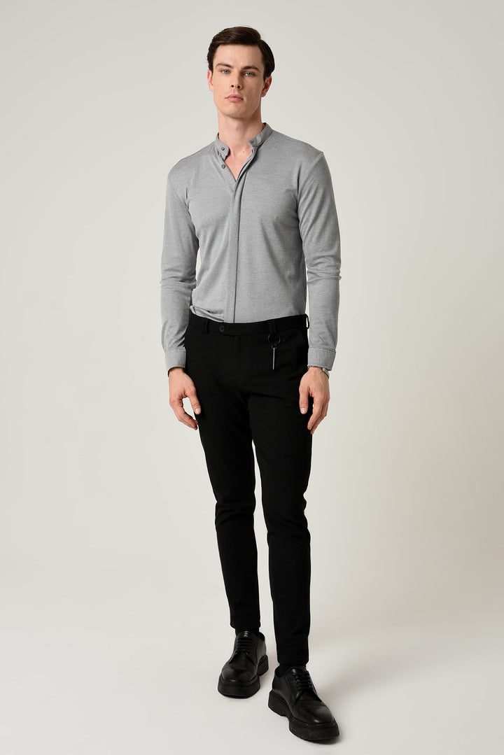 ANT Men's Classic Collar Hidden Button Long Sleeve Slim Fit Shirt - Nettuno