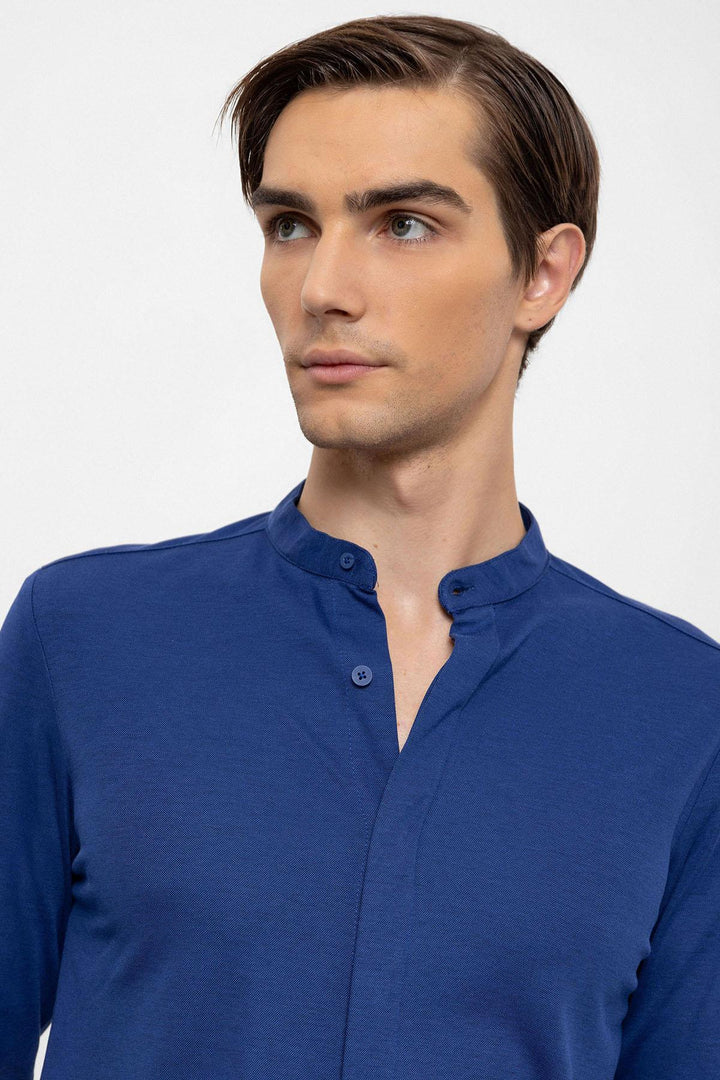 ANT Men's Classic Collar Hidden Button Long Sleeve Slim Fit Shirt - Sassari