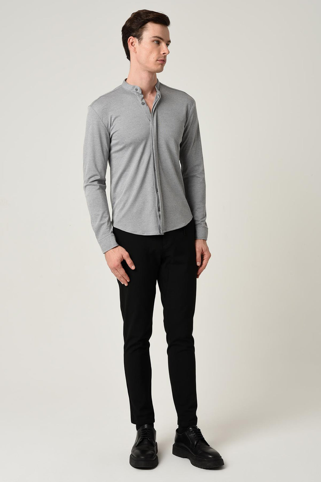 ANT Men's Classic Collar Hidden Button Long Sleeve Slim Fit Shirt - Nettuno