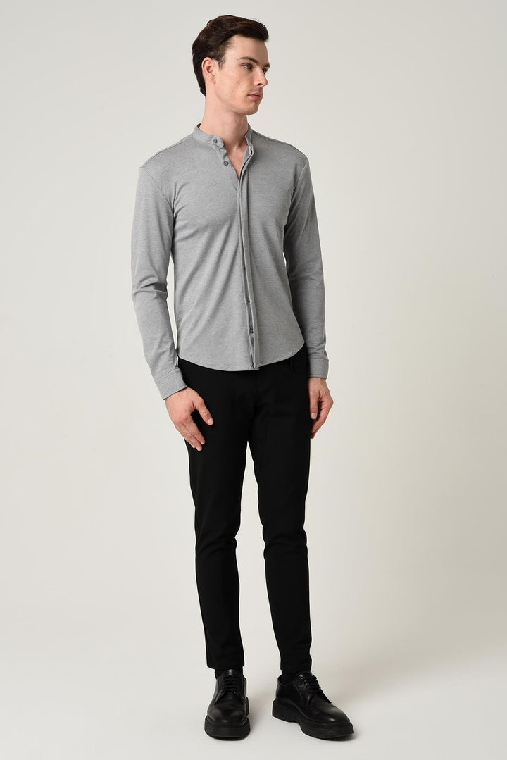 ANT Men's Classic Collar Hidden Button Long Sleeve Slim Fit Shirt - Nettuno