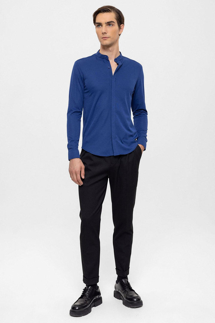 ANT Men's Classic Collar Hidden Button Long Sleeve Slim Fit Shirt - Sassari